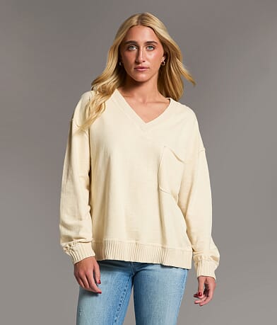 BKE Raw Edge Pullover front view