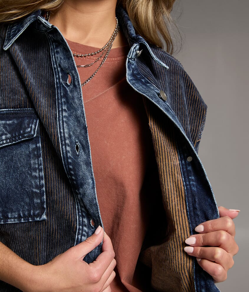 Corduroy Denim Shacket - thumbnail 4
