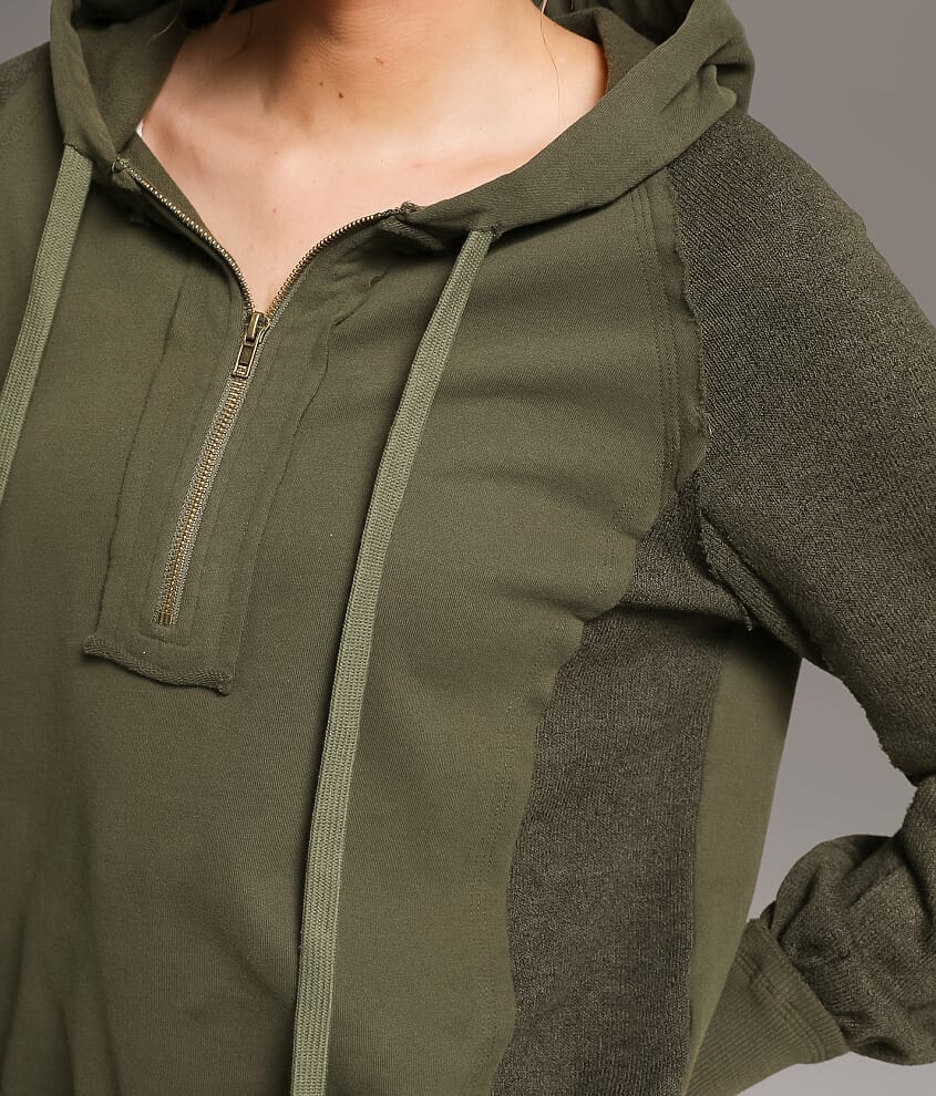 Raw Edge Quarter Zip Hoodie