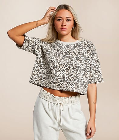 Gilded Intent Cheetah Cropped T-Shirt front view