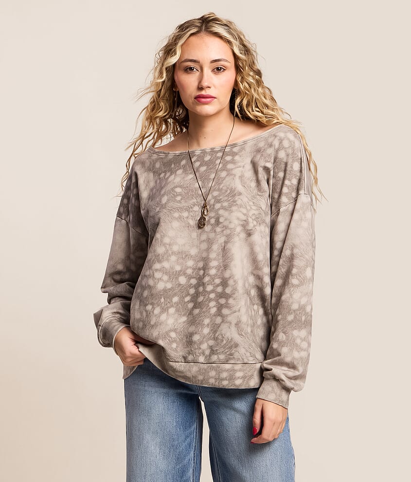 Doe Print Boatneck Pullover
