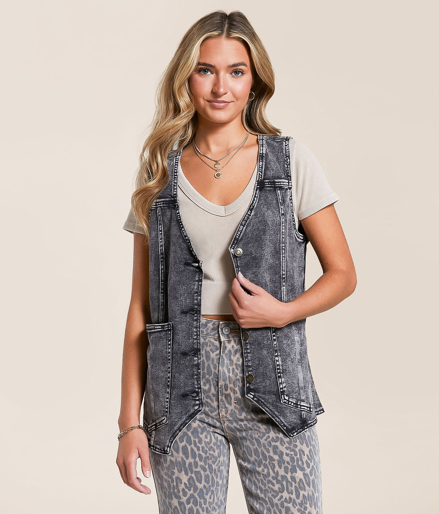 トップス Bibiy MATHILDA PEPURAMU DENIM VEST 激安通販 オンラインショップ】 Bibiy VEST DENIM PEPURAMU