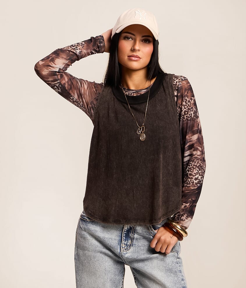 Animal Print Mesh Top - thumbnail 4