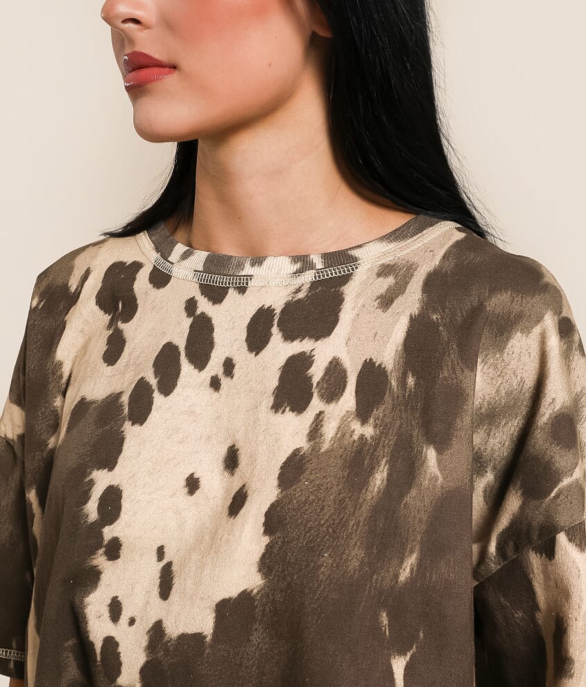 Cow Print Cropped T-Shirt - thumbnail 3