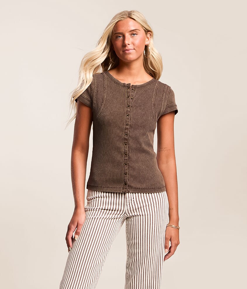 Pieced Raw Edge Washed Top