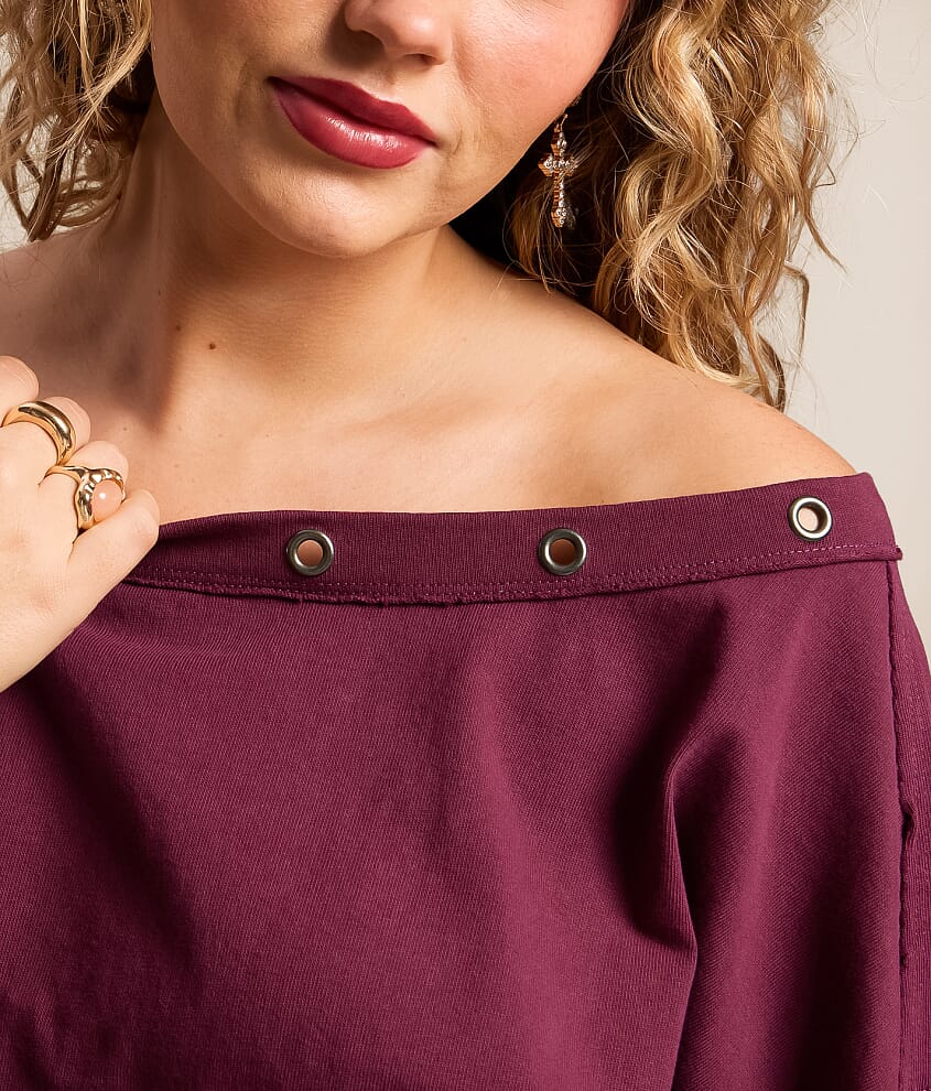 Off The Shoulder Grommet Top