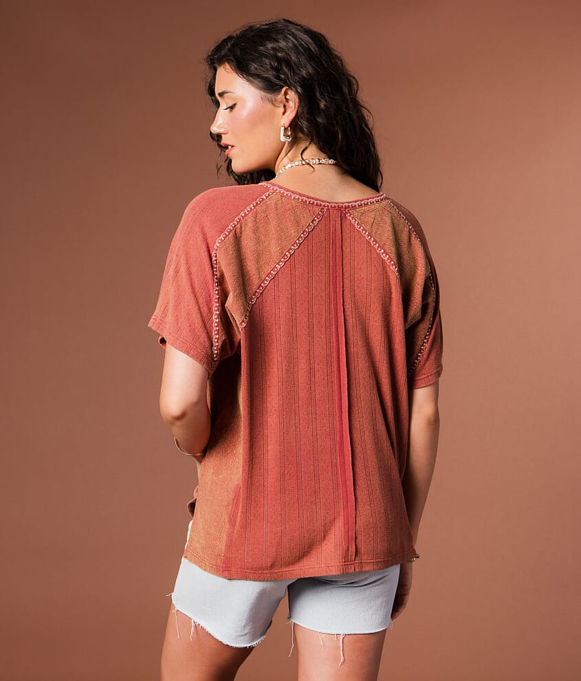 Pieced Floral Embroidered Top - thumbnail 3