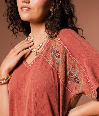Pieced Floral Embroidered Top thumbnail 4
