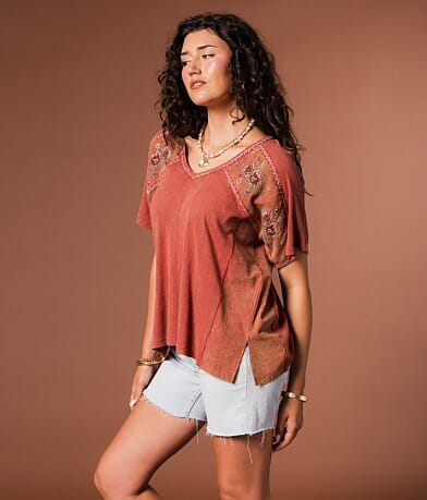 Pieced Floral Embroidered Top thumbnail 2