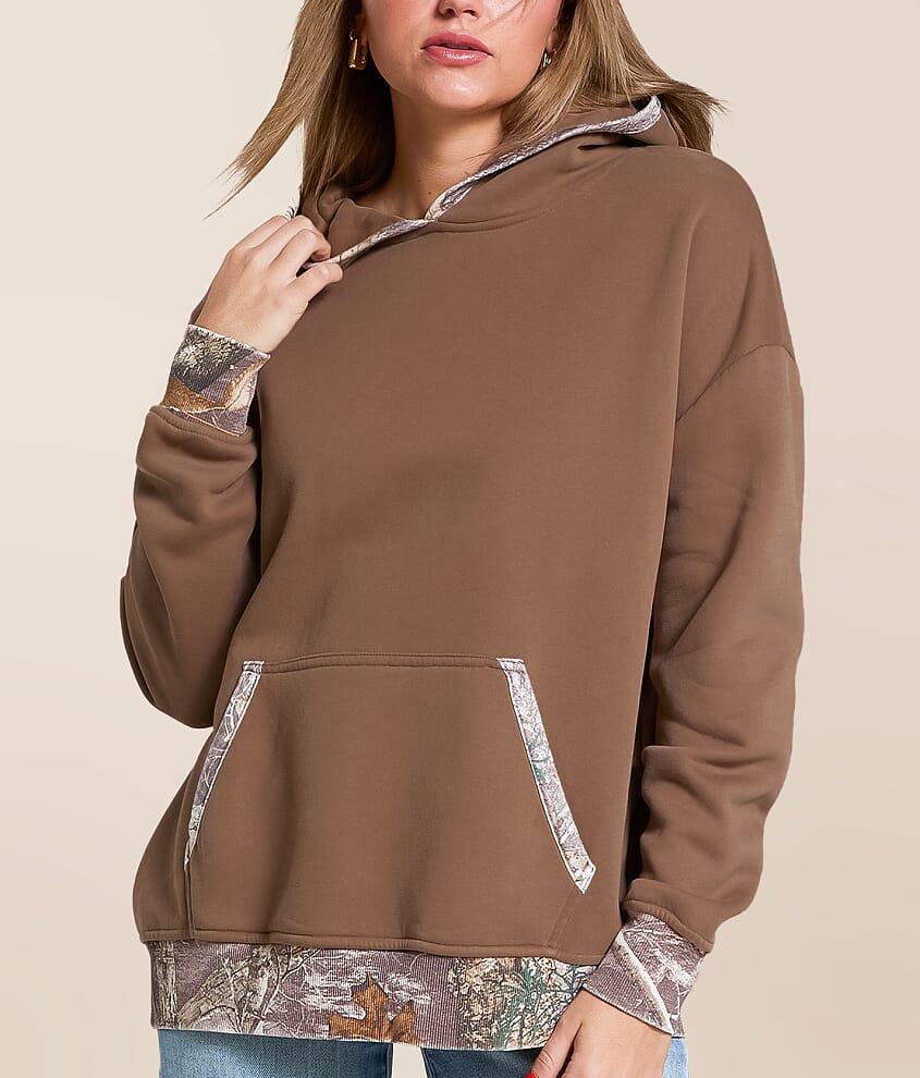 Camo Trim Hooded Sweatshirt
