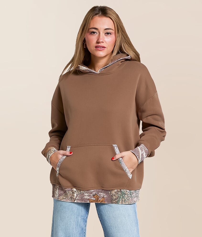 Camo Trim Hooded Sweatshirt