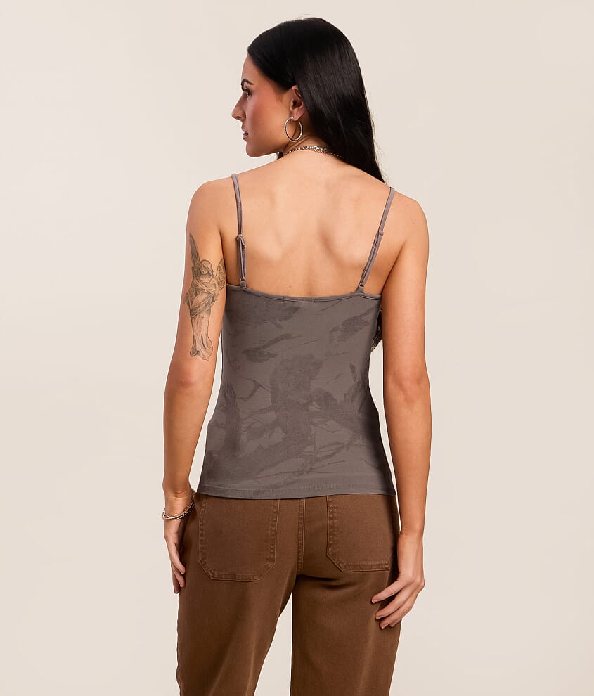 Camo Lace Trim Tank Top - thumbnail 2
