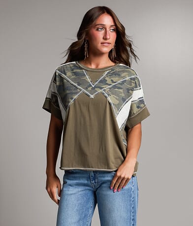 Raw Edge Pieced Camo Top thumbnail 2