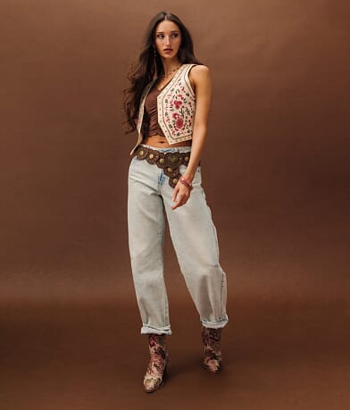 Studded Floral Denim Stretch Vest thumbnail 7