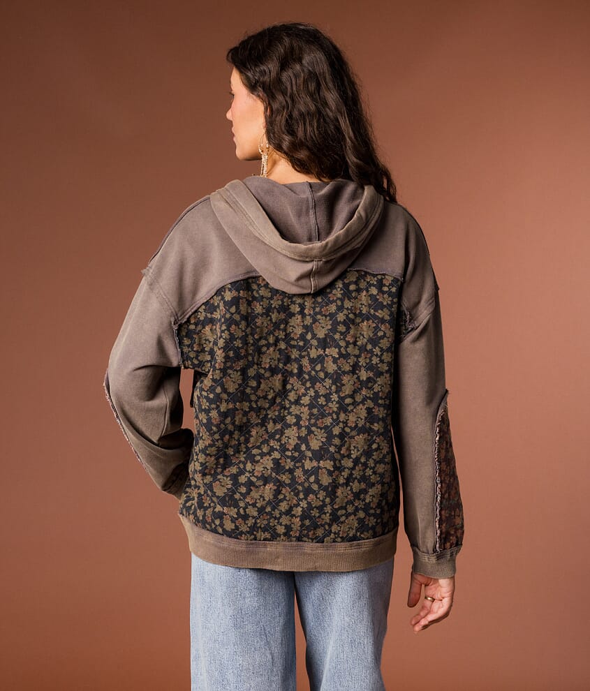 Pieced Floral Hooded Sweatshirt - thumbnail 4