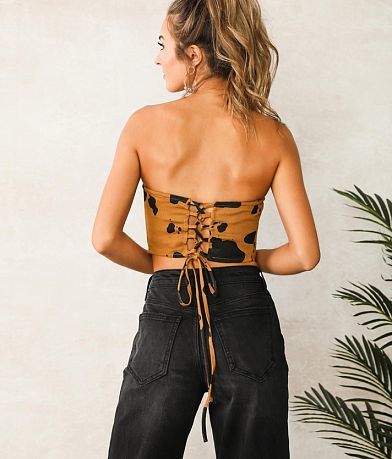 Pretty Garbage Cow Print Corset Top BACK