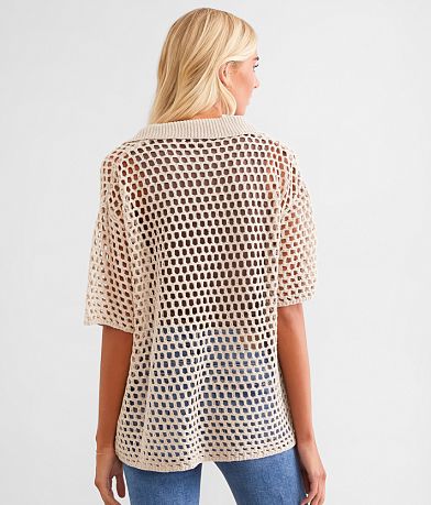 Pretty Garbage Open Stitch Cardigan Sweater BACK