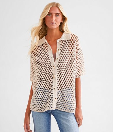 Pretty Garbage Open Stitch Cardigan Sweater FULL_LEFT_SIDE