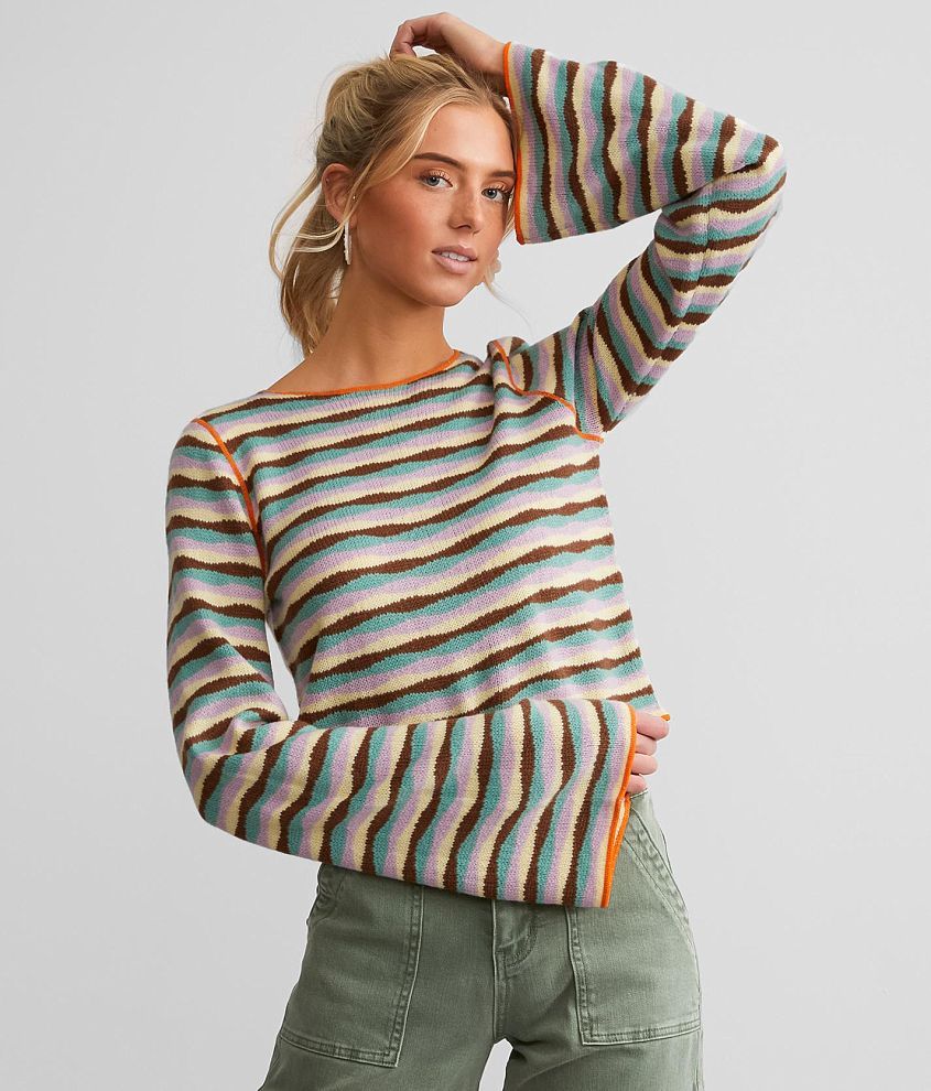 Gilded Intent Wavy Striped Sweater front view