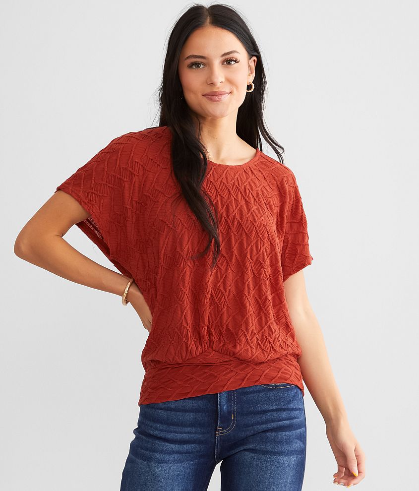 Daytrip Textured Dolman Top - Women's Shirts/Blouses in Tandoori Spice