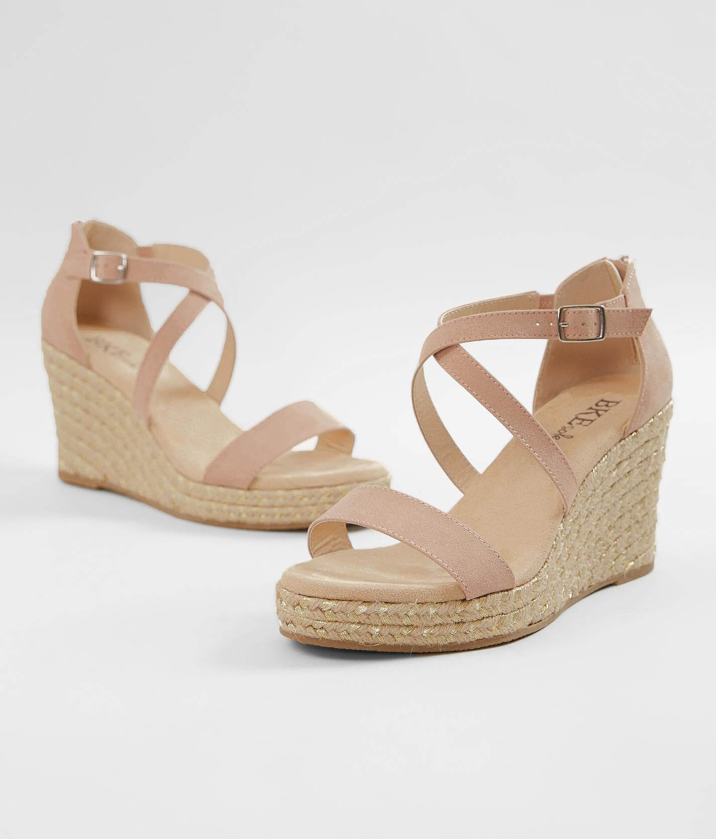 nude wedge slides