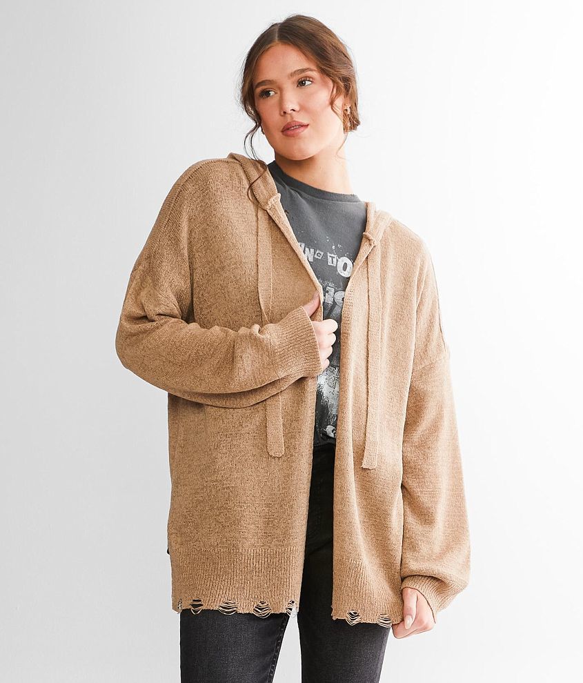 BKE Hooded Cardigan Sweater front view