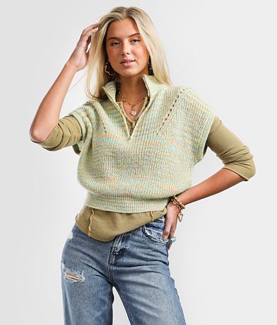 Gilded Intent Quarter Zip Sweater Vest front view