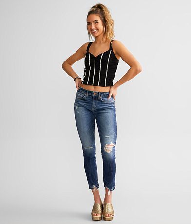 Beivy Ruched Rhinestone Cropped Tank Top misc detail 2 view