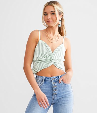 Willow & Root Twist Front Cropped Tank Top front view