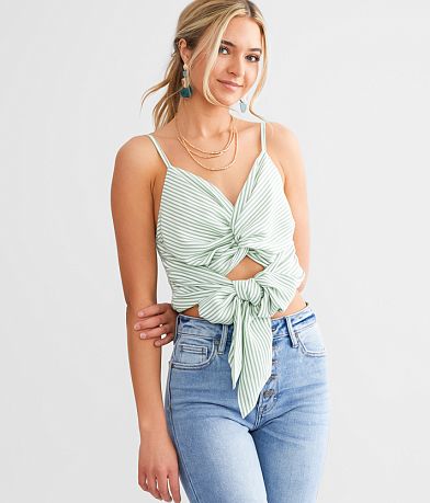 Willow &amp; Root Twist Front Cropped Tank Top full left side view