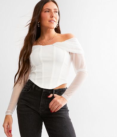 Willow & Root Mesh Off The Shoulder Corset Top front view
