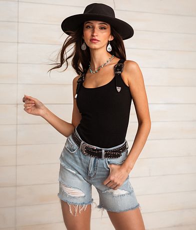 Sterling &amp; Stitch Buckle Strap Tank Top full left side view