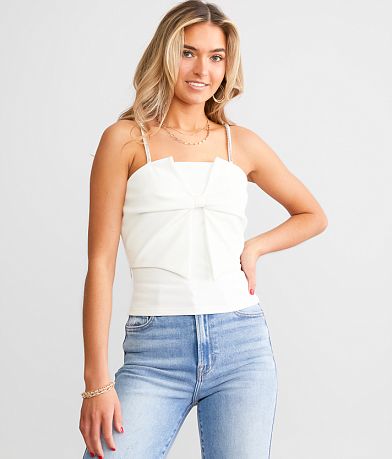 Willow &amp; Root Glitz Bow Cropped Tank Top full right side view