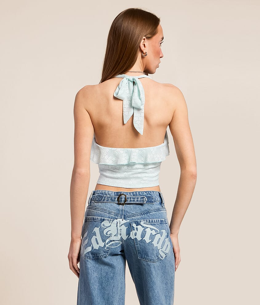 Lace Ruffle Halter Top - thumbnail 2