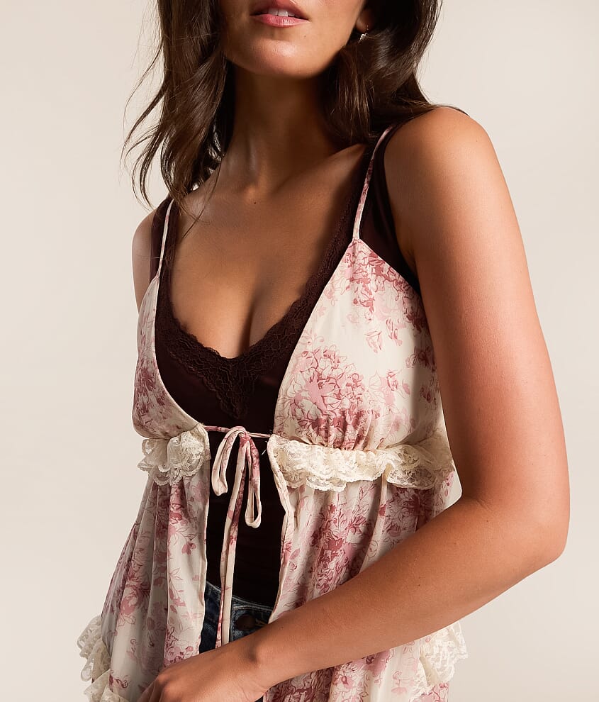 Front Tie Lace Maxi Tank Top