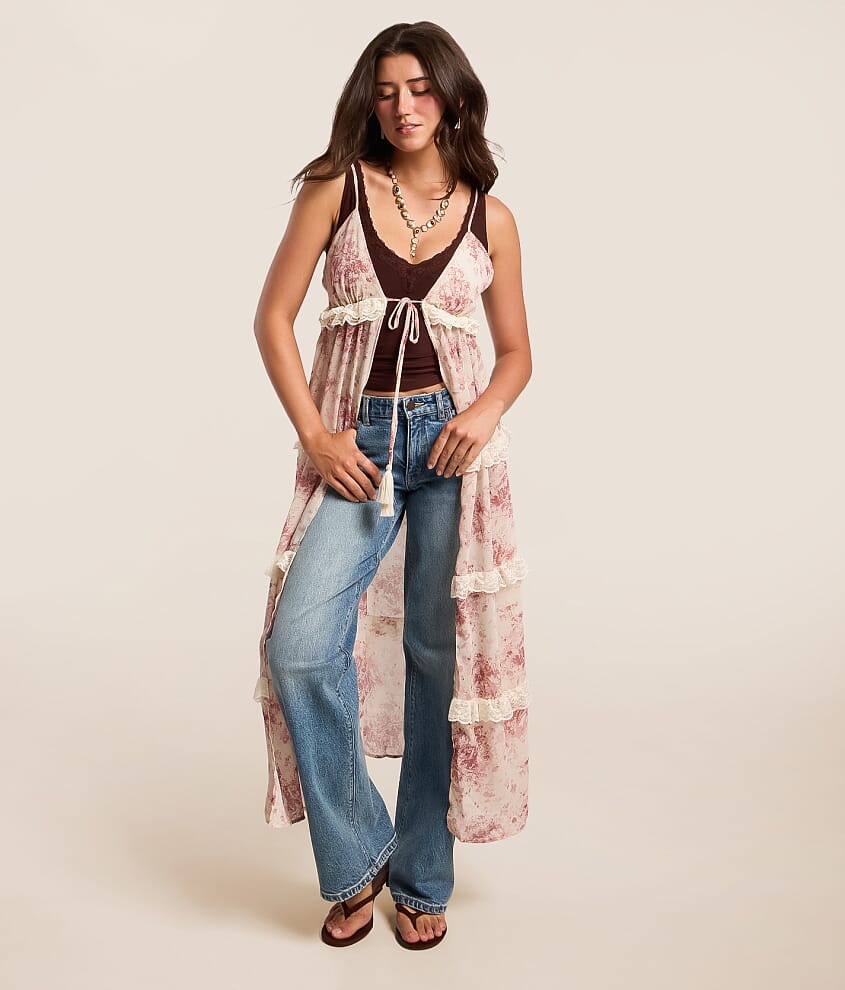 Front Tie Lace Maxi Tank Top