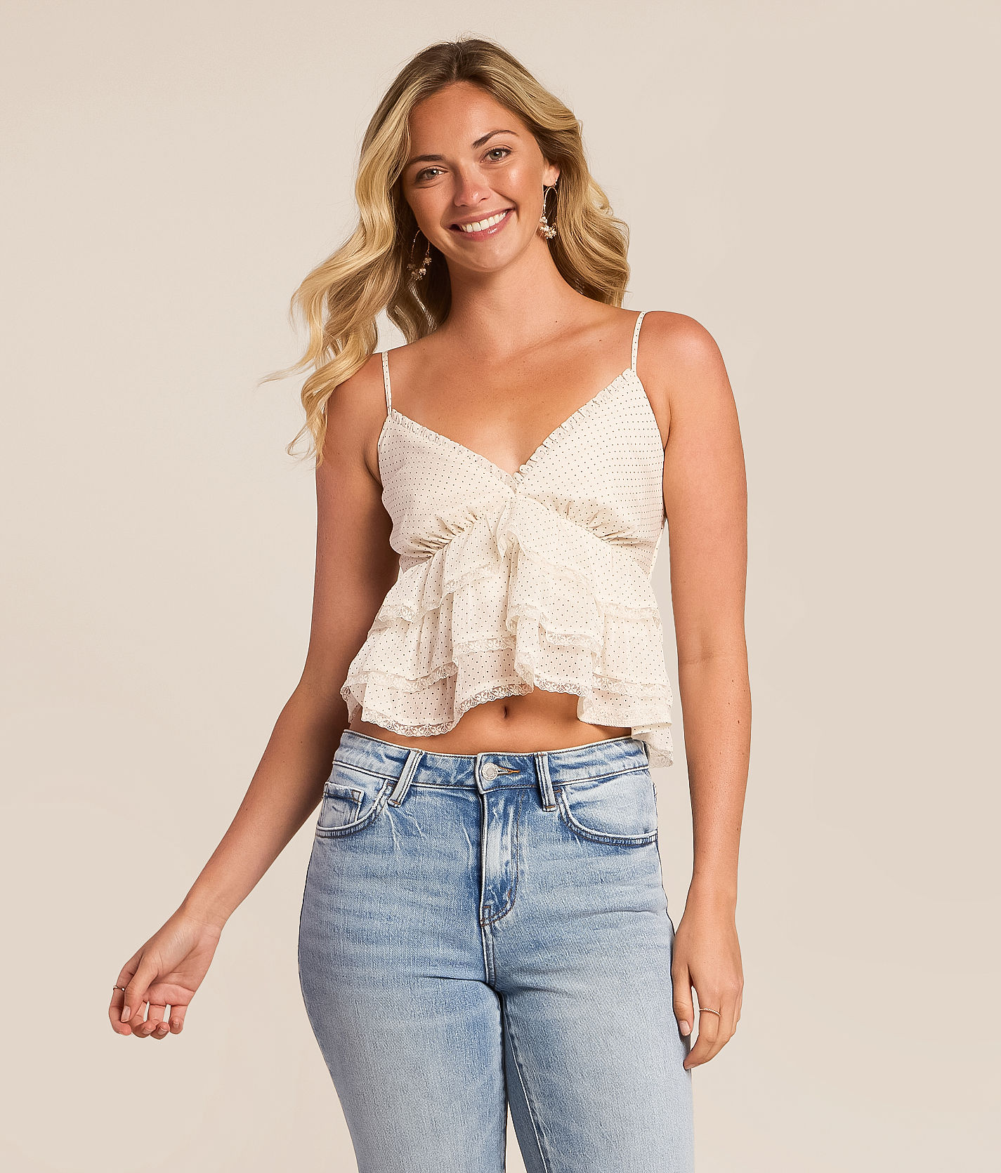 Liten Soufflé Peplum BL Willow & Root Ruffle Dot Peplum Tank Top - Women's Tank Tops in