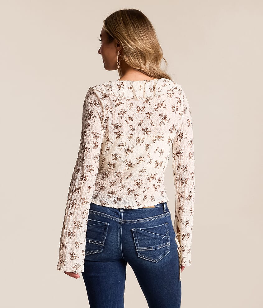 Floral Ruffle Cropped Top - thumbnail 3