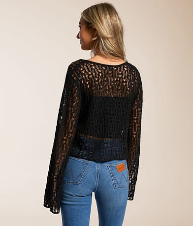 Beivy Front Tie Cropped Cardigan Sweater BACK
