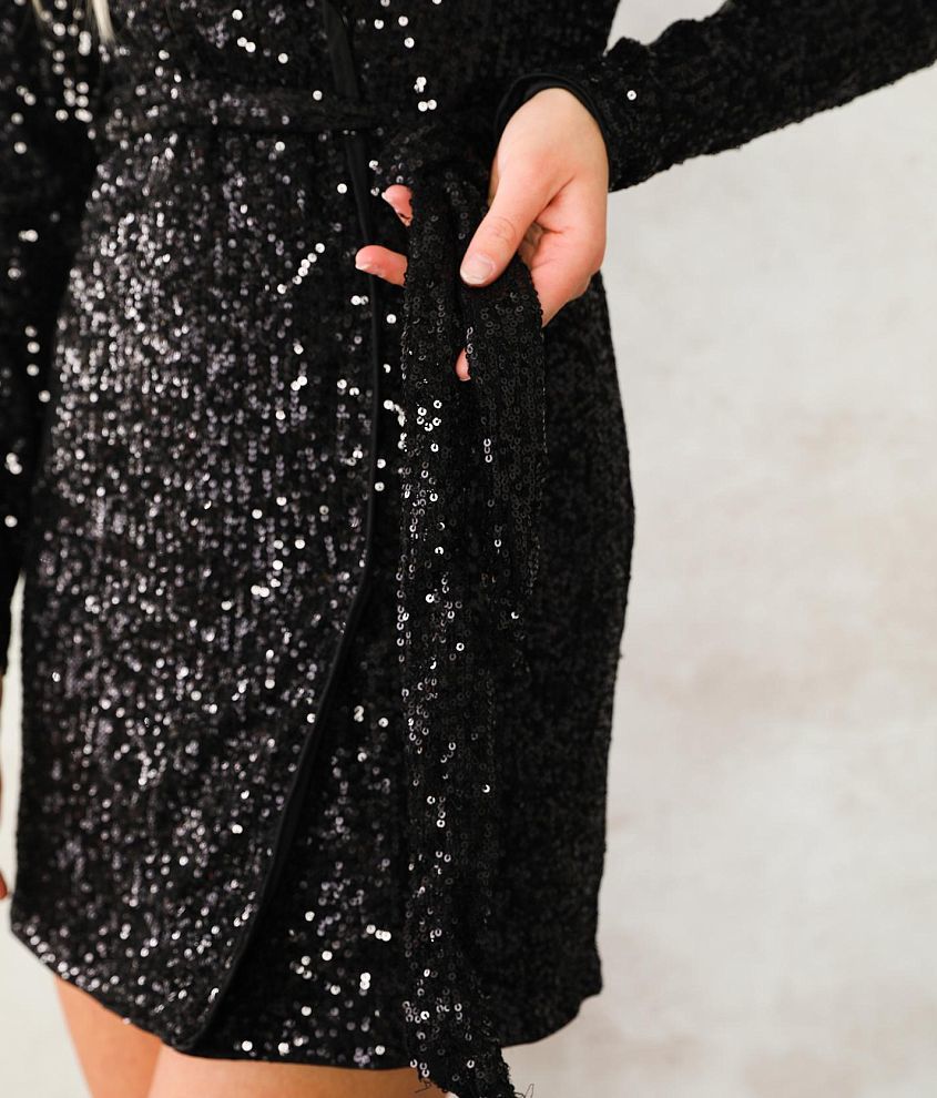 Surplice Sequin Mini Dress