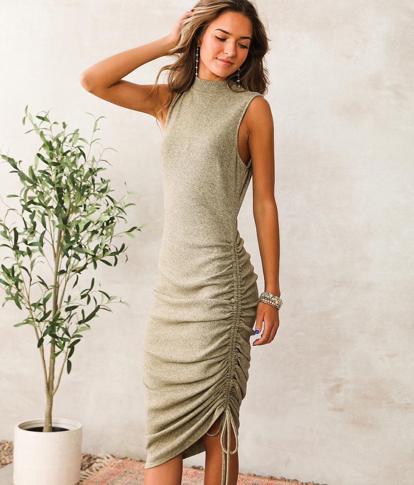 Willow &#38; Root Ruched Mock Neck Dress front view
