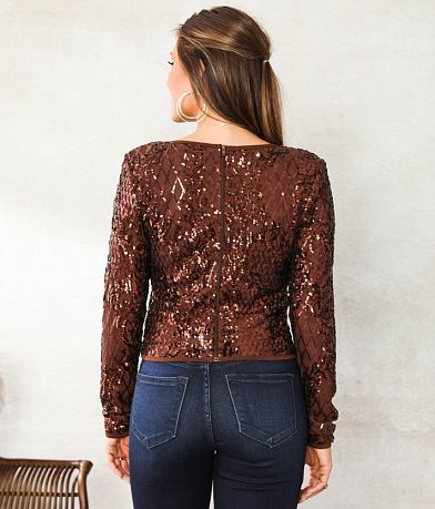 Privy Sequin Mesh Top BACK