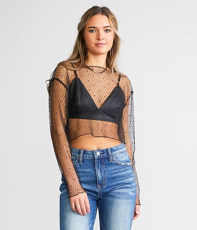 Privy Sparkle Mesh Top full right side view