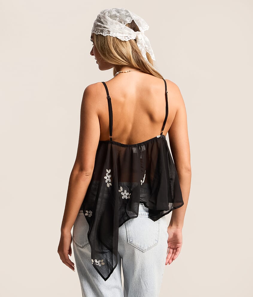 Beaded Floral Asymmetrical Tank Top - thumbnail 6