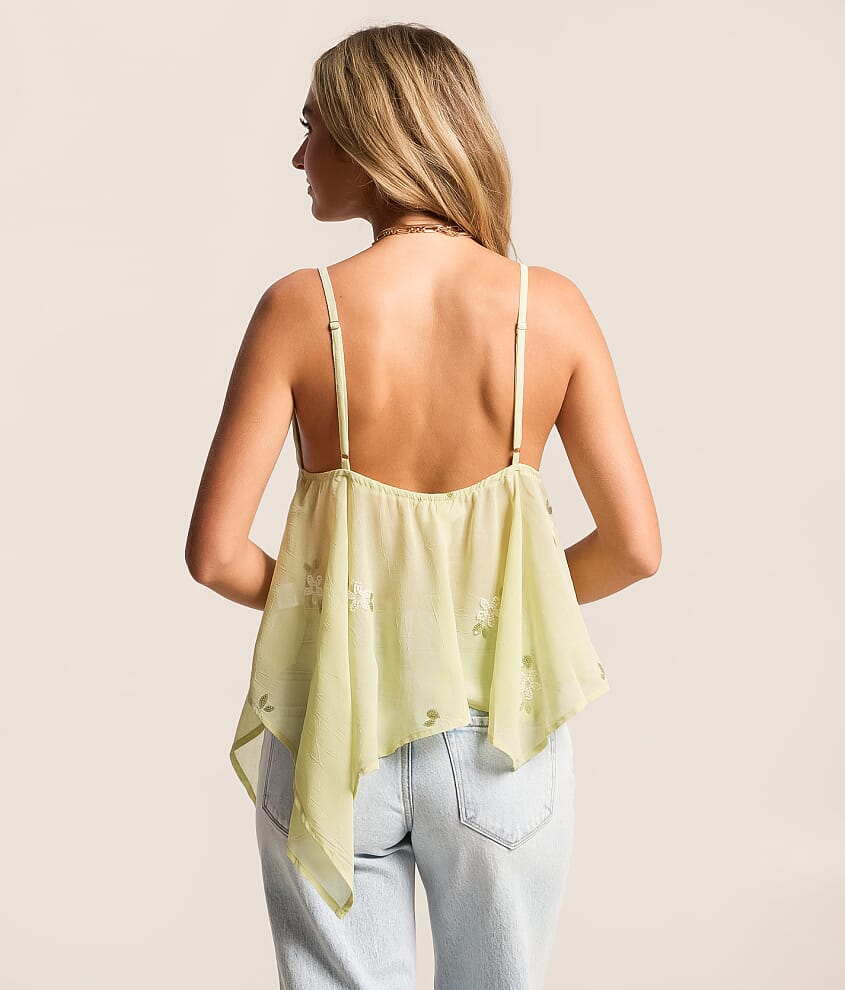 Beaded Floral Asymmetrical Tank Top