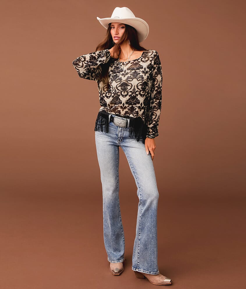 Floral Mesh Fringe Top