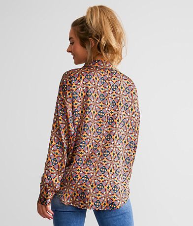 Willow &amp; Root Retro Satin Blouse BACK