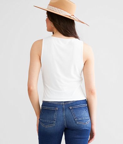Willow &amp; Root Faux Pearl Mesh Tank Top back view