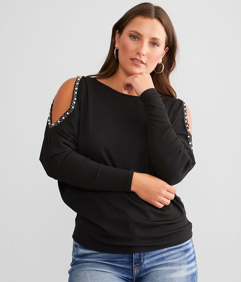 Daytrip Cold Shoulder Top - Women's Shirts/Blouses in Black