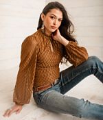 Sterling & Stitch Ruched Keyhole Top - Women's Shirts